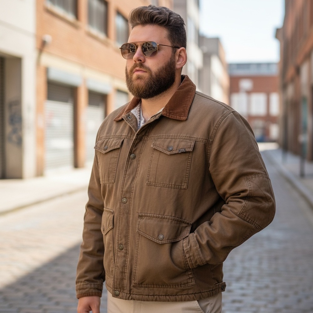 Wrangler Men's Brown‎ Field Jacket with Corduroy Collar